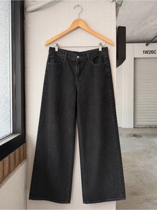 Old Navy Denim - black old navy mid rise wow baggy wide leg jeans